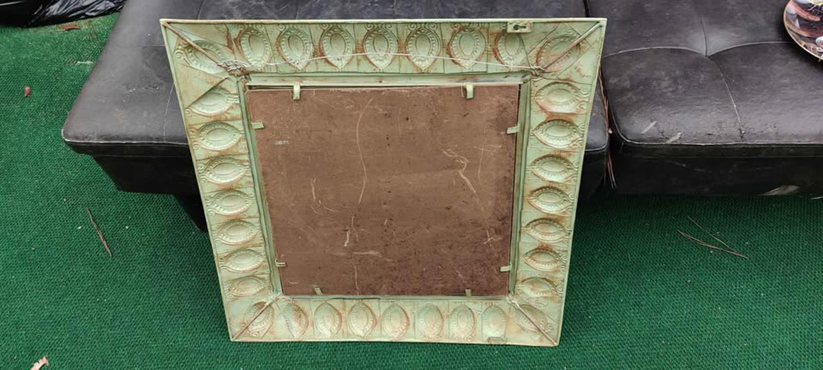 Beautiful Metal Mirror Distressed Look, Wonderful Raised Detailed