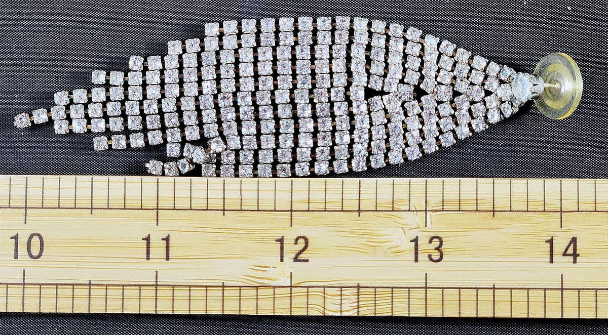 Stunning Vintage Chandelier Rhinestone Earrings, Clear Square-Cut Stones