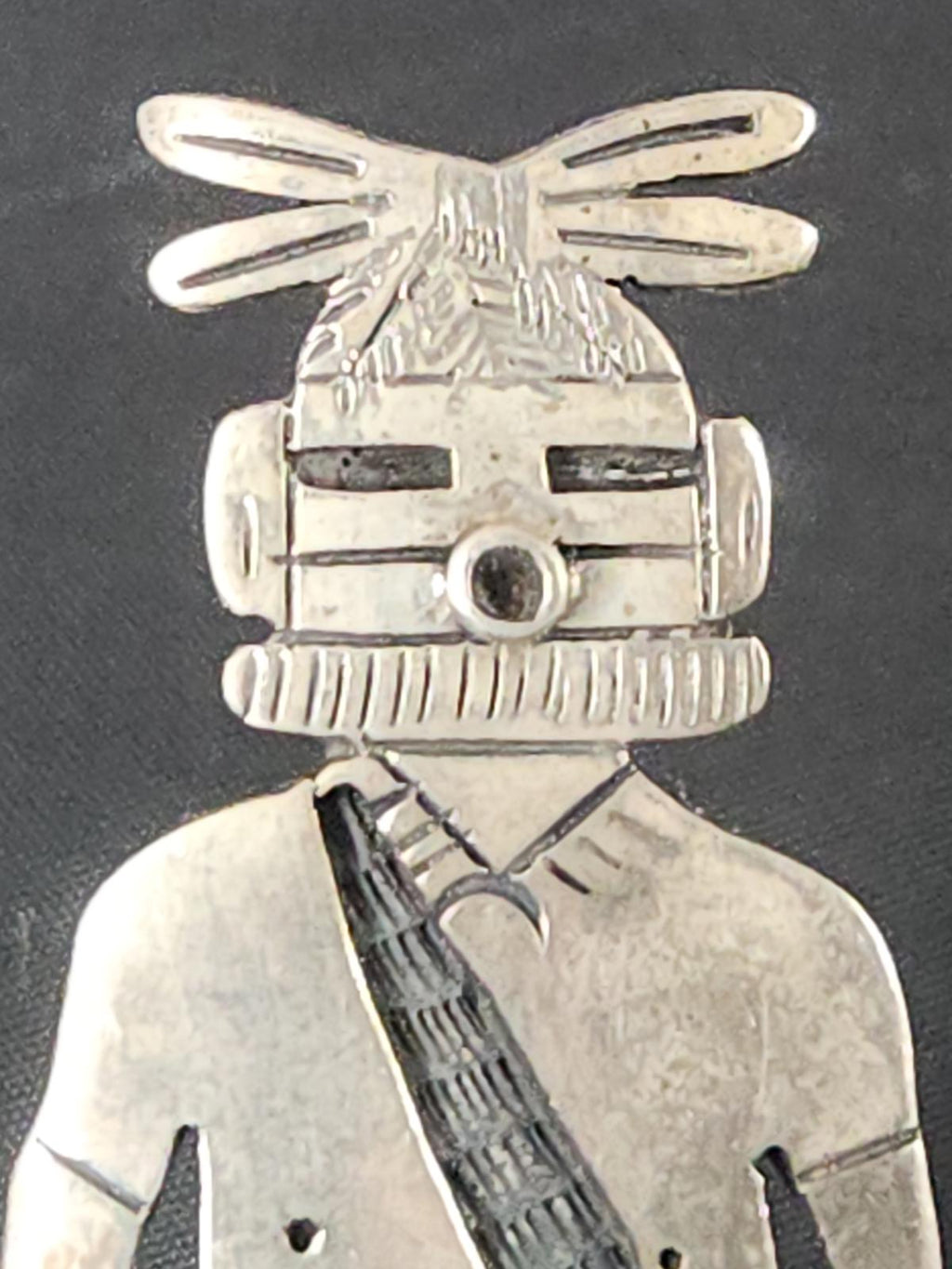 Incredible Vintage Handmade Hopi Kachina Pin Silver - Warrior Hunter Dancer