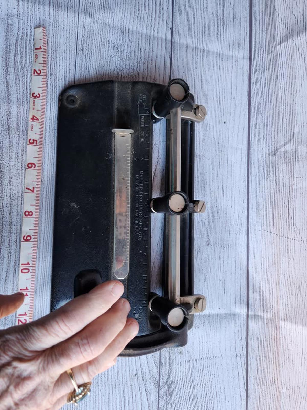 Vintage Adjustable 3 Hole Punch Master Products Cast Iron