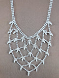 Fabulous Vintage Rhinestone Geometric Weave Pattern Bib Necklace