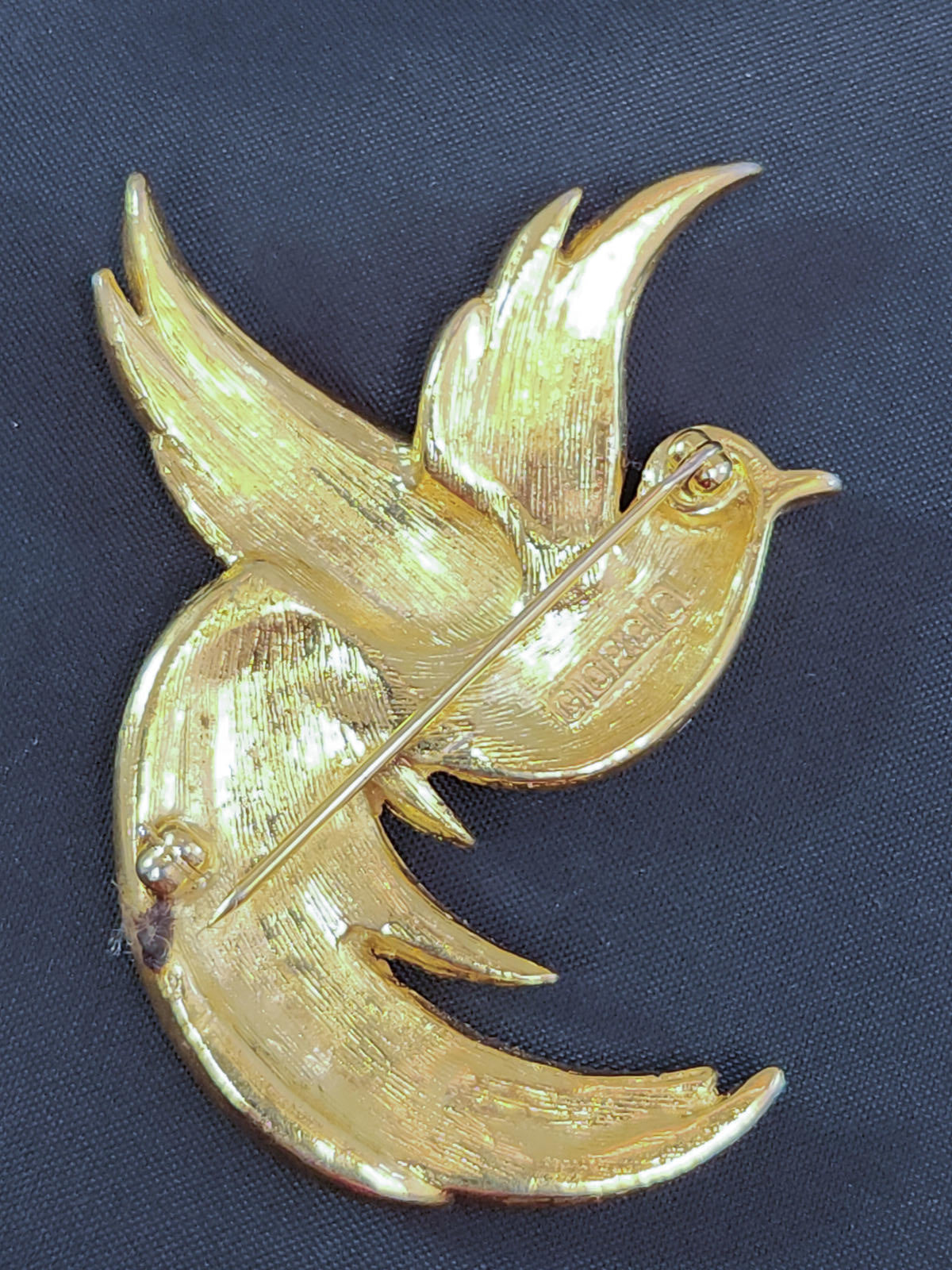 Stunning Vintage Giorgio "Bird of Paradise" Pin, Red Enamel and Crystals, Signed