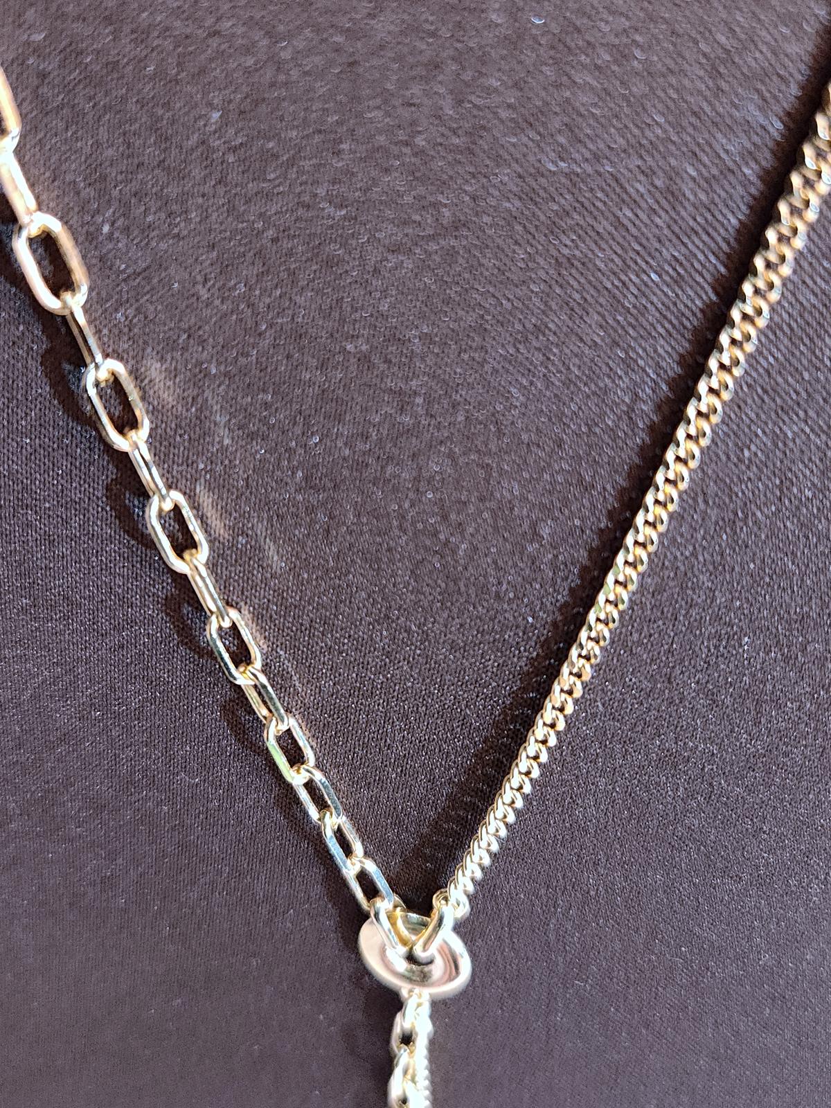 Awesome Gold Sterling Lariat Necklace - Box & Paperclip Chain, 16 Inch, Ladies