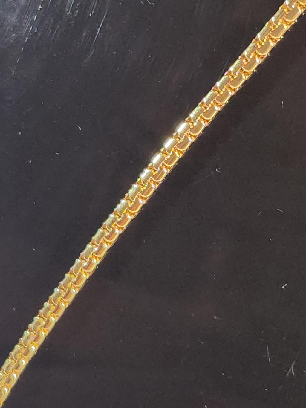 Sparkling Gold Over Stainless Heringbone Chain 18 In. Unisex