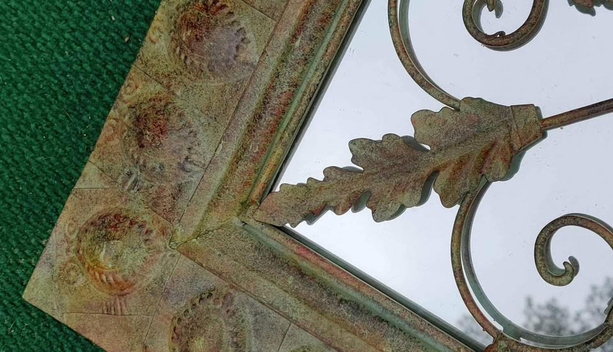 Beautiful Metal Mirror Distressed Look, Wonderful Raised Detailed