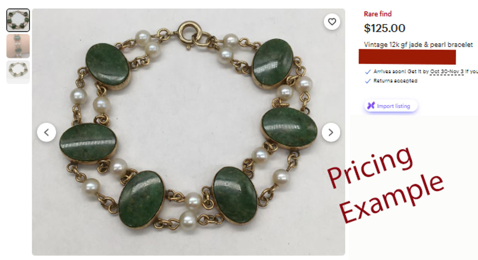 Vintage 1960s 12k GF, Double-Row, Pearl and Jade Bracelet