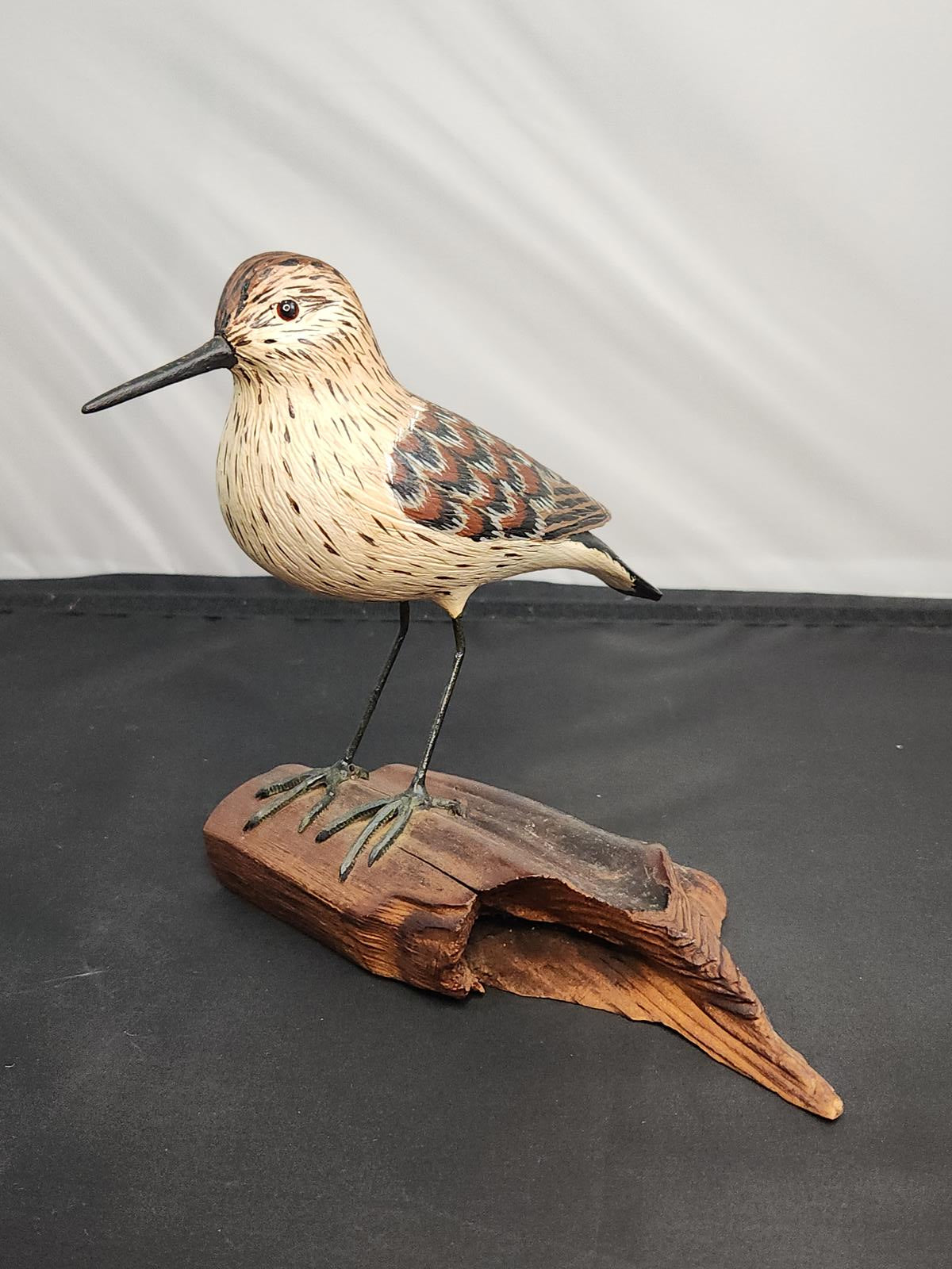 Wildlife Sandpiper Wood Carving, Handcarved, Signed/Dated, L. McLaughlin, 1975