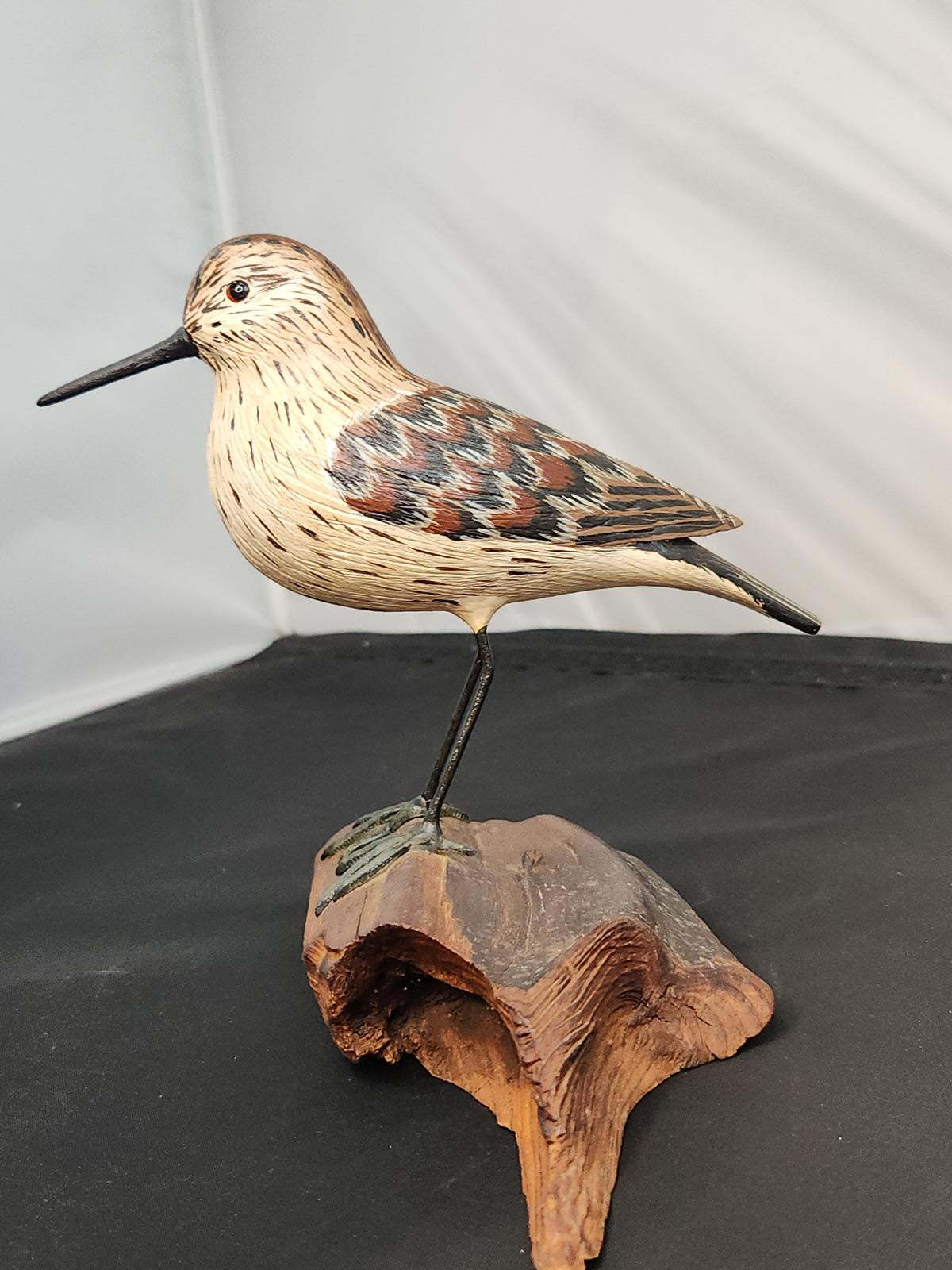 Wildlife Sandpiper Wood Carving, Handcarved, Signed/Dated, L. McLaughlin, 1975