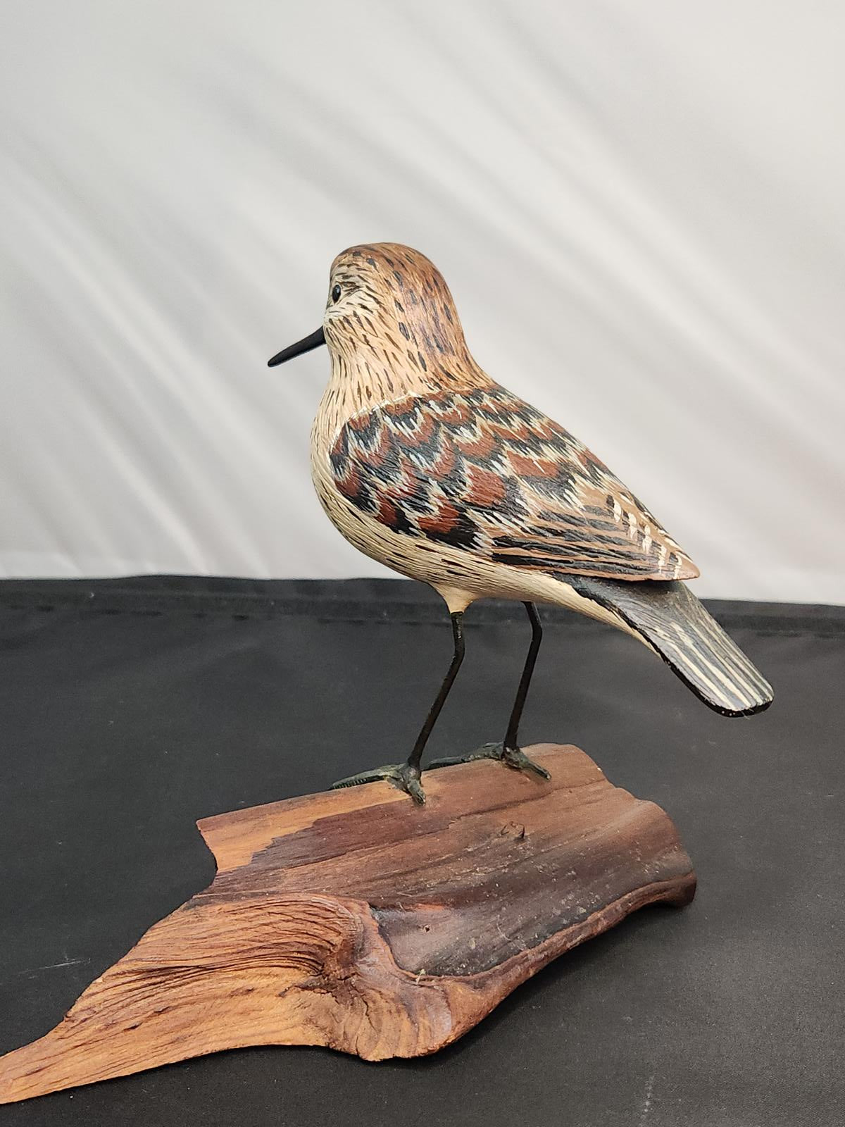 Wildlife Sandpiper Wood Carving, Handcarved, Signed/Dated, L. McLaughlin, 1975