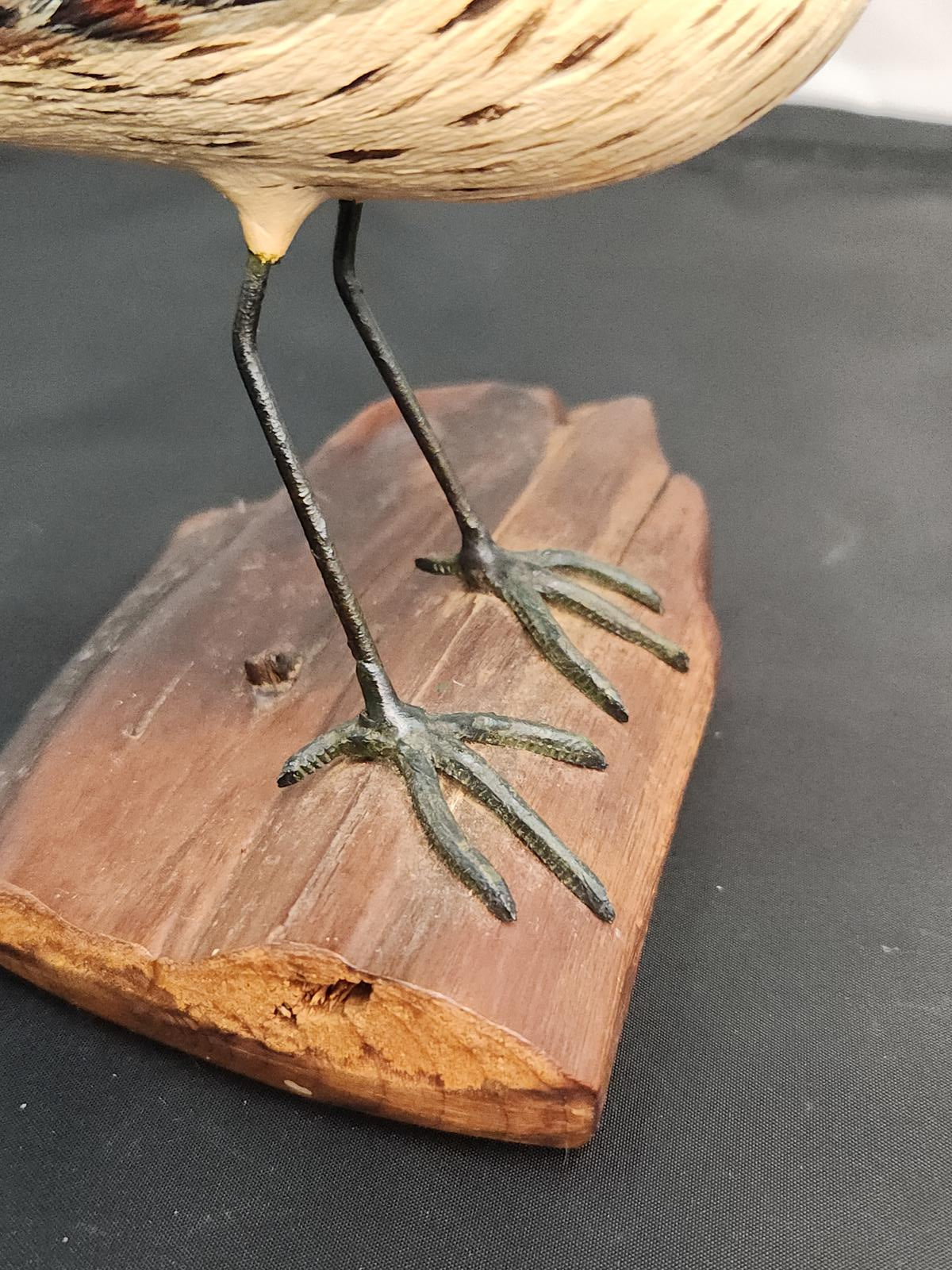 Wildlife Sandpiper Wood Carving, Handcarved, Signed/Dated, L. McLaughlin, 1975