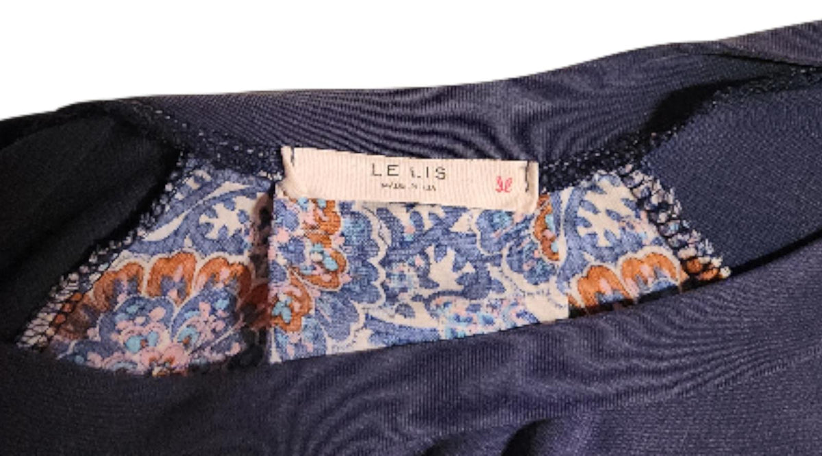 Beautiful Le Lis Top Blouse 3/4 Sleeve Cornflower Blue Floral Lady's Med