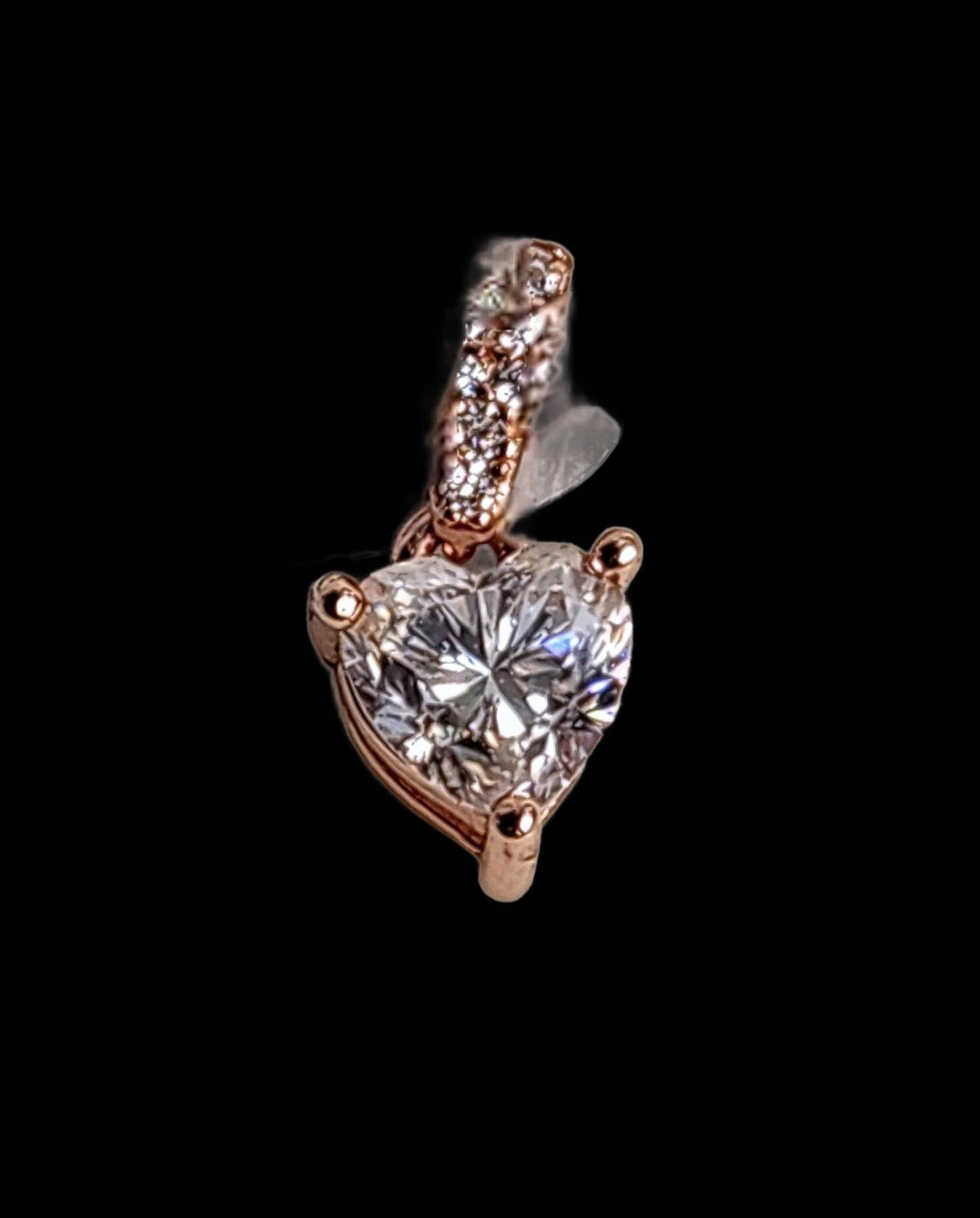 Exquisite Moissanite Heart Pendant, Rose Gold Over Sterling, .8 TCW, Ladies
