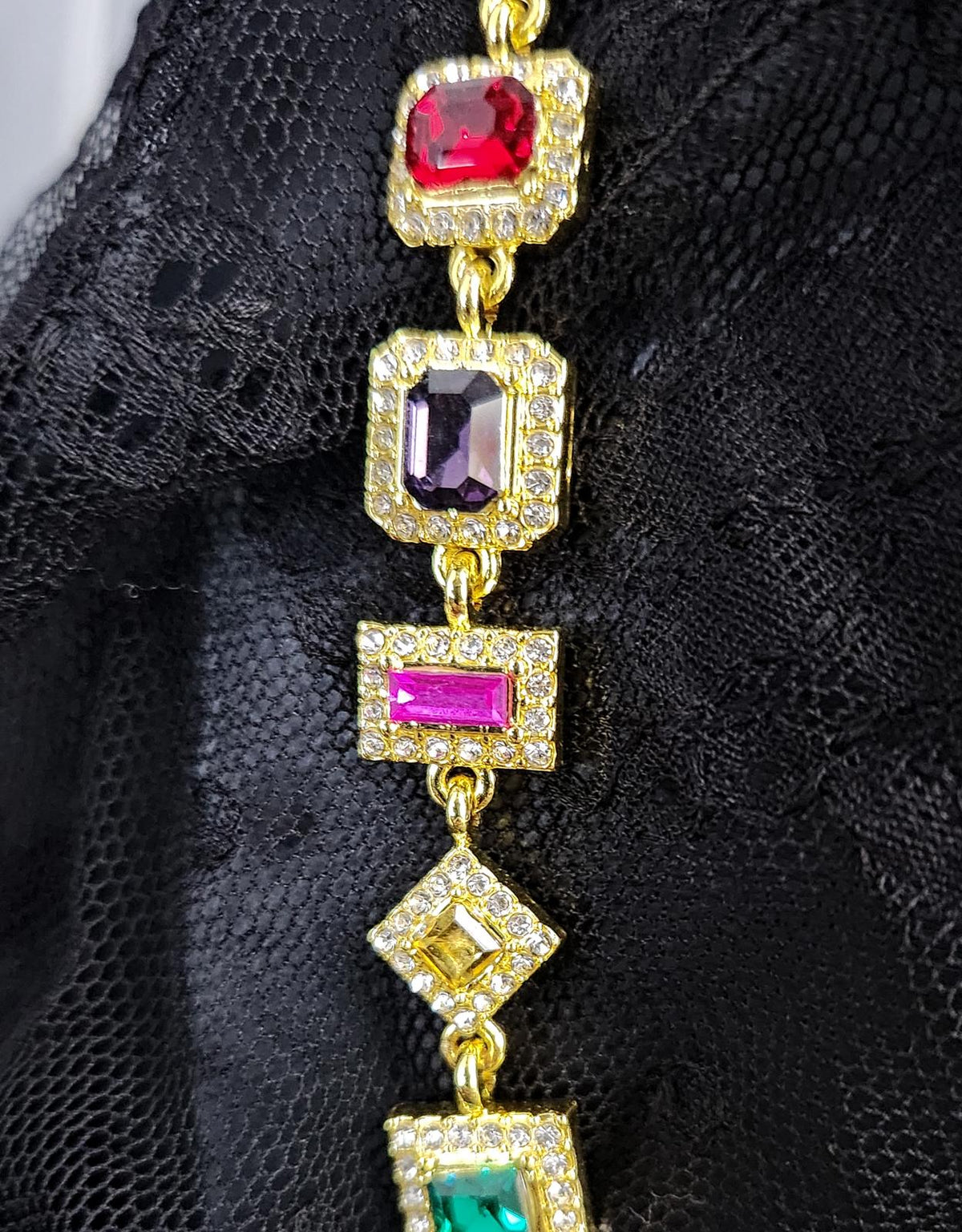 Striking Multicolor Cuban-Style Necklace and Bracelet Set Pure Pizzaz