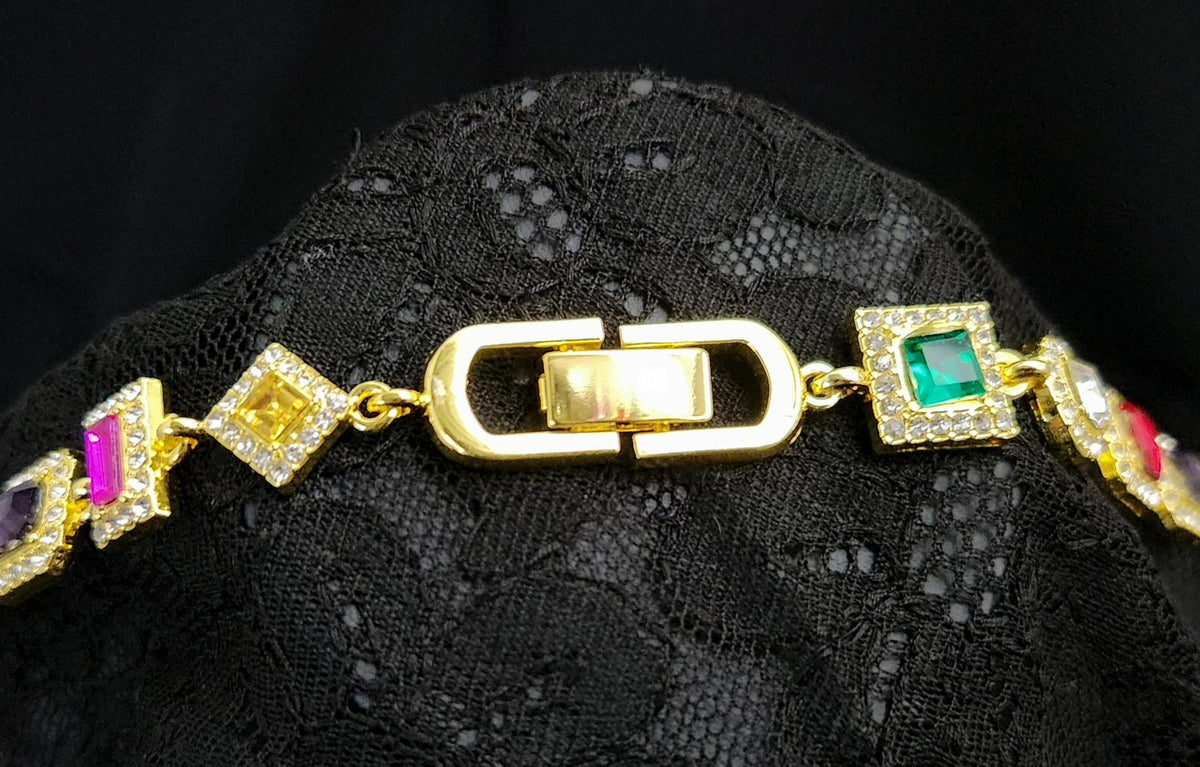Striking Multicolor Cuban-Style Necklace and Bracelet Set Pure Pizzaz