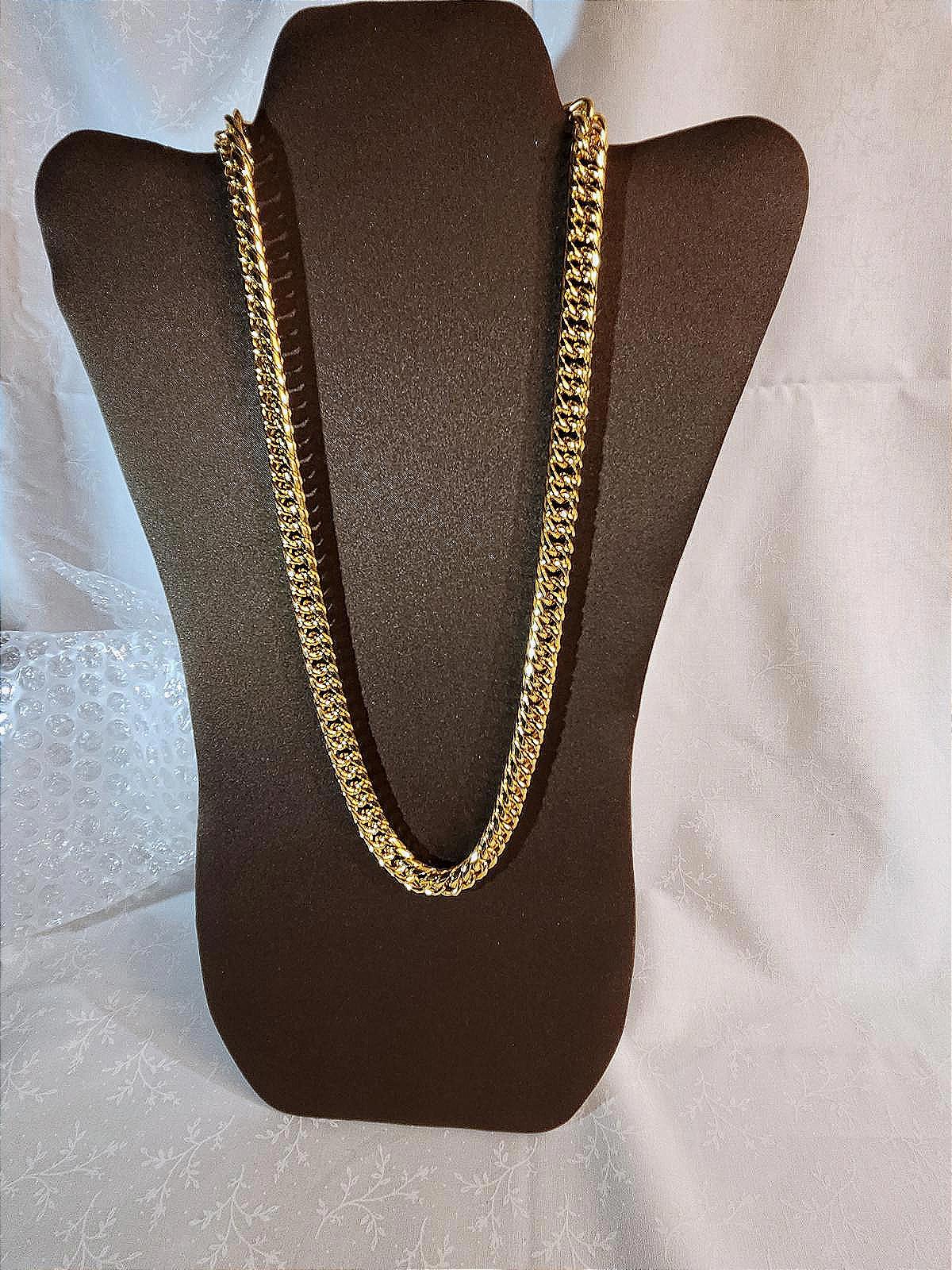 Glistening Gold Over Stainless Steel Cuban Necklace, 24 In., 124 Grams, Men's