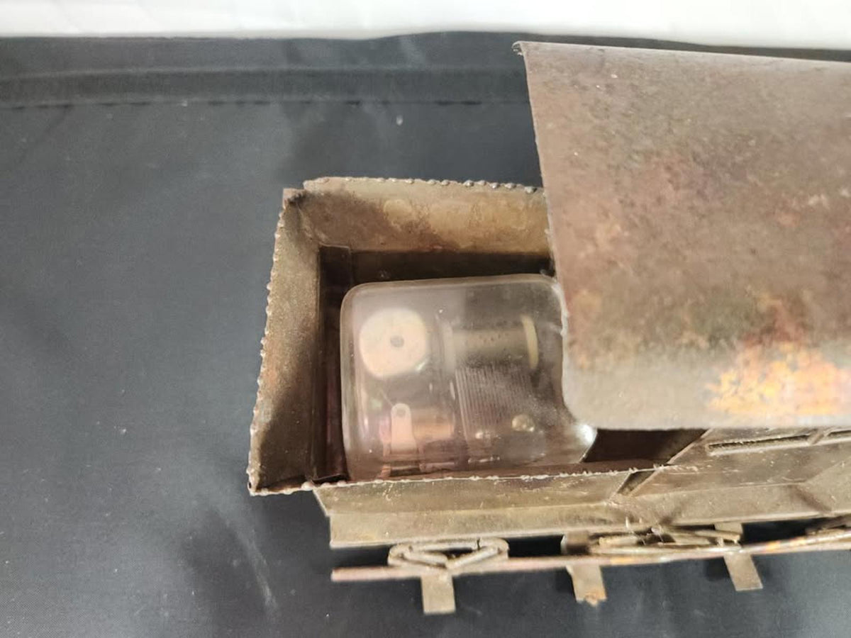 Vintage Retro Metal Copper Music Box Train Locomotive Collectible