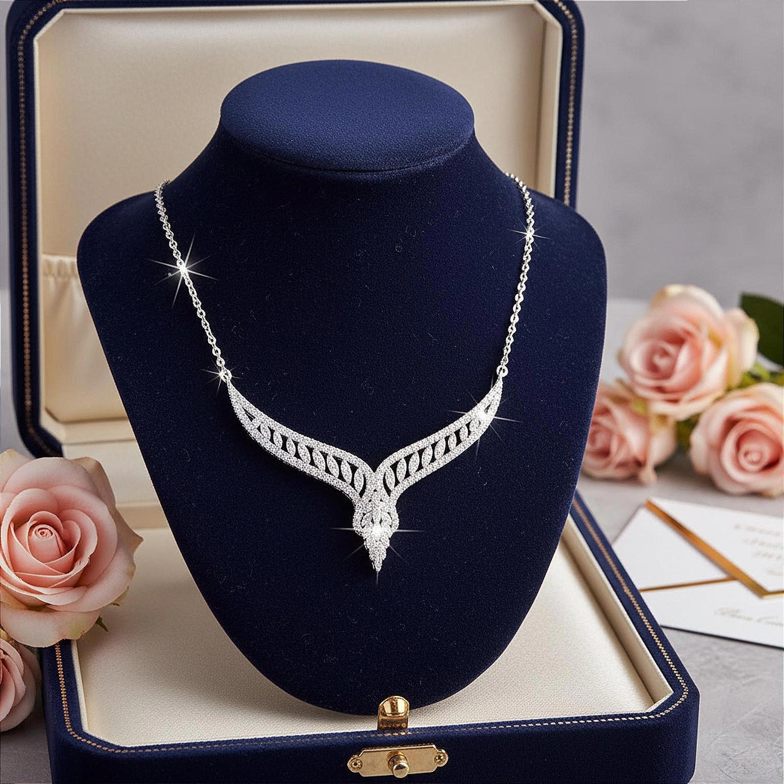 Fabulous Water Drop Choker Necklace Boasts Luxury AAA CZs In 925 Silver Ladies