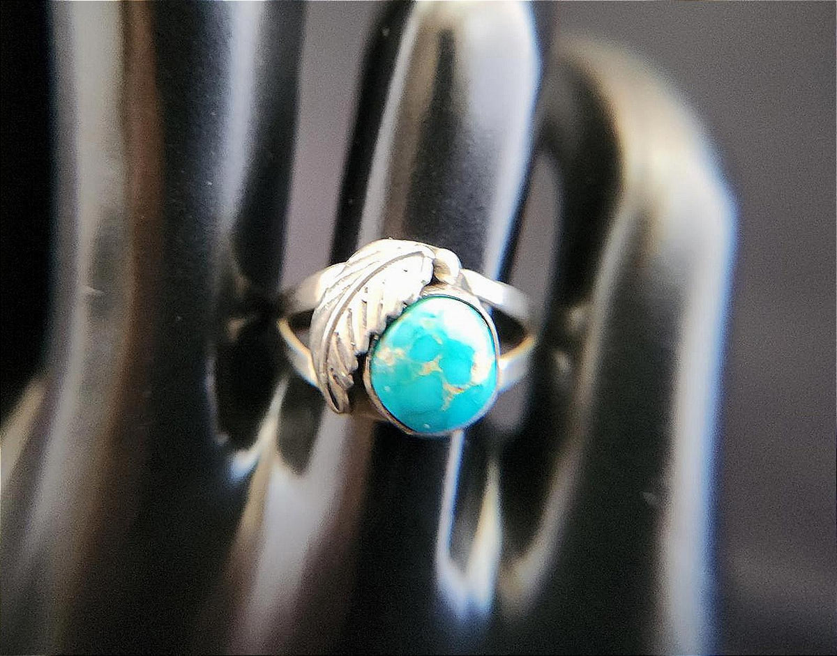 Beautiful Vintage Turquoise Ingot Ring Sz. 7.5, Sterling