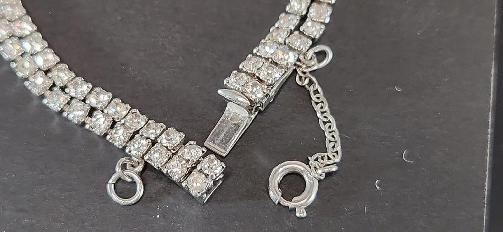 Sparkling Double Strand Rhinestone Necklace Vintage 7.5 Inches