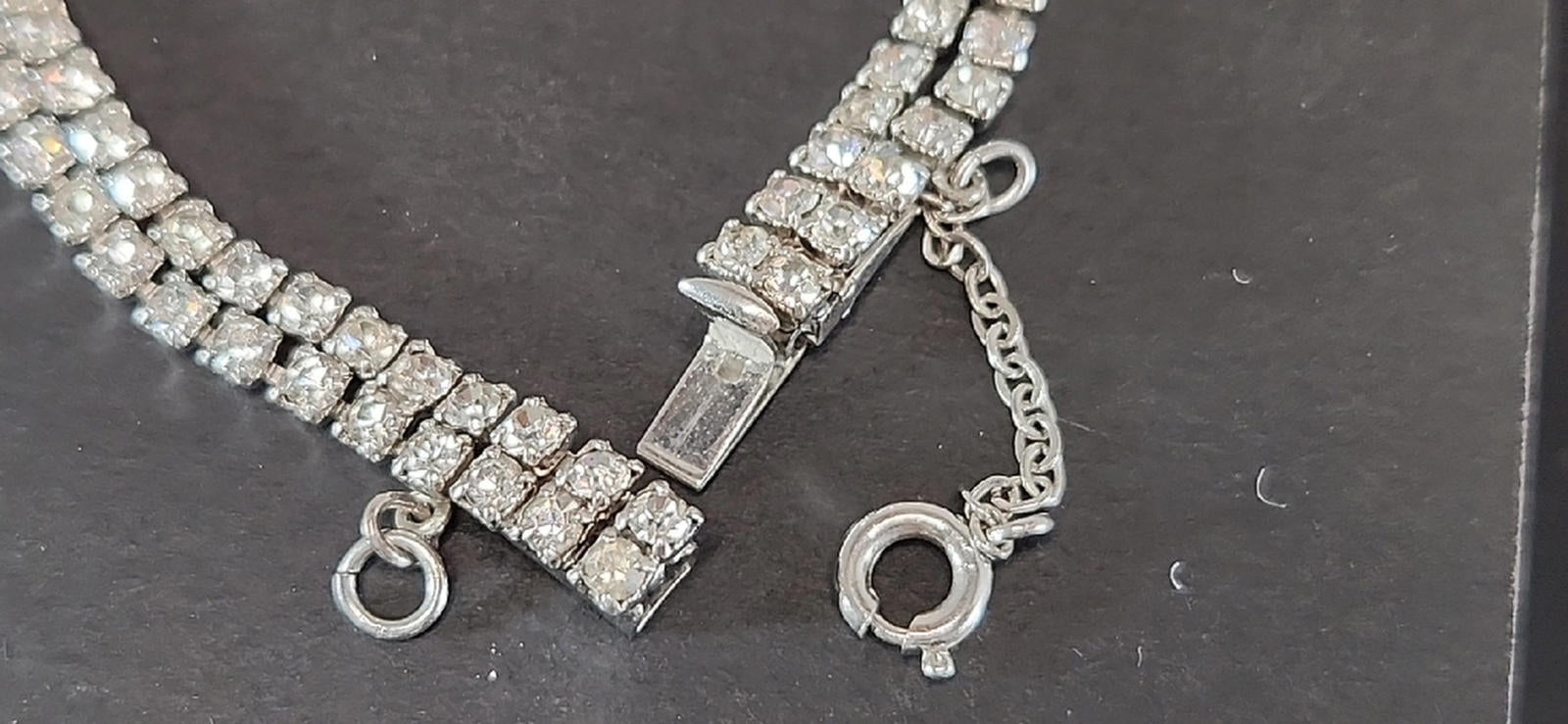 Sparkling Double Strand Rhinestone Necklace Vintage 7.5 Inches