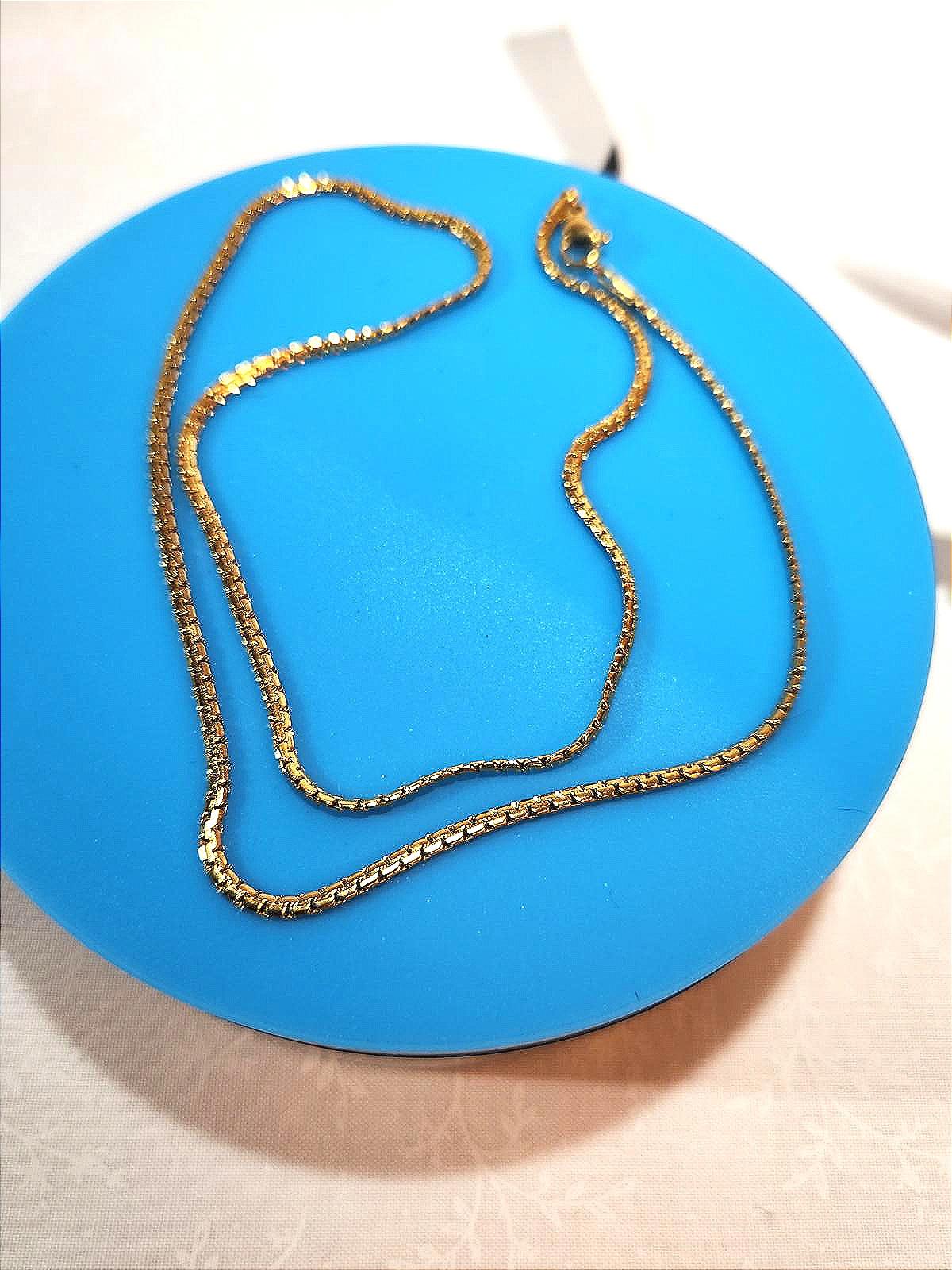 Sparkling Gold Over Stainless Heringbone Chain 18 In. Unisex