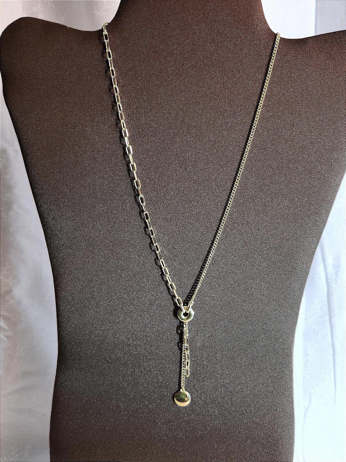 Awesome Gold Sterling Lariat Necklace - Box & Paperclip Chain, 16 Inch, Ladies