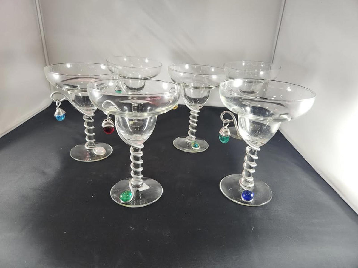 Pair of Vintage Original Dary Rees Embellished Margarita Glasses