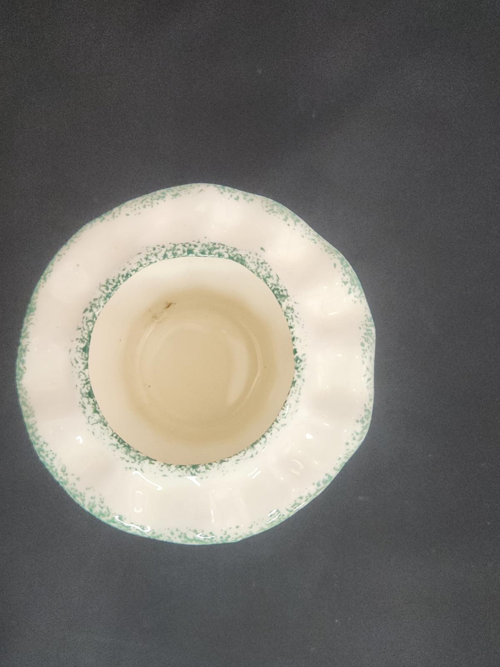 Vintage Painted Candle Holder Ceramic/Porcelain Floral Scalloped Lip