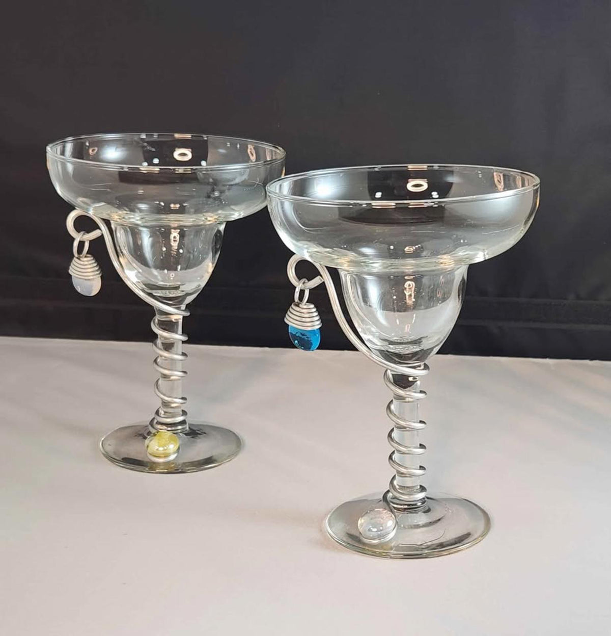Pair of Vintage Original Dary Rees Embellished Margarita Glasses