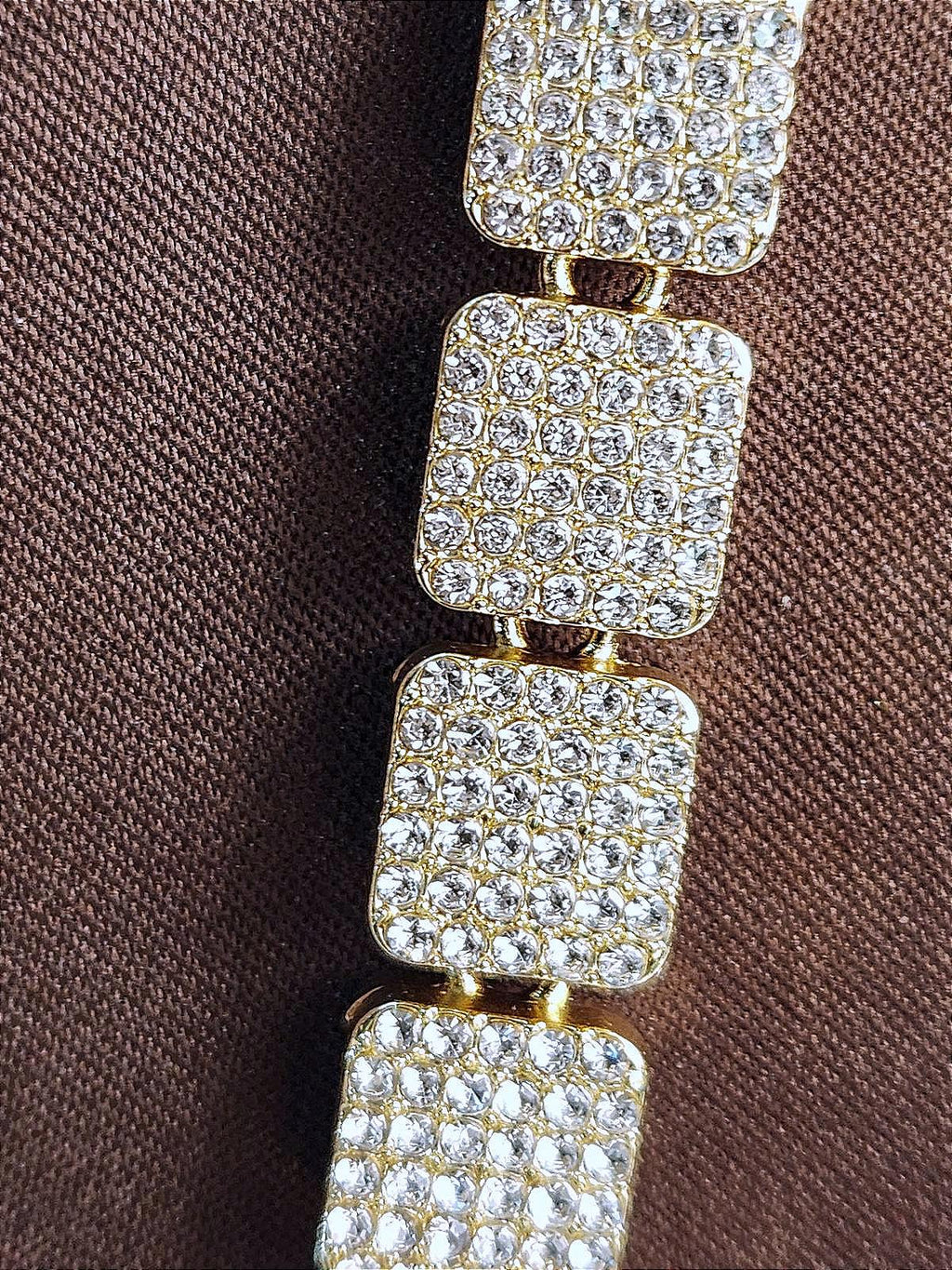 Bold, Hip Hop, Iced-Out, Square Pave Cluster Necklace Unixex Sterling & CZ 20 in