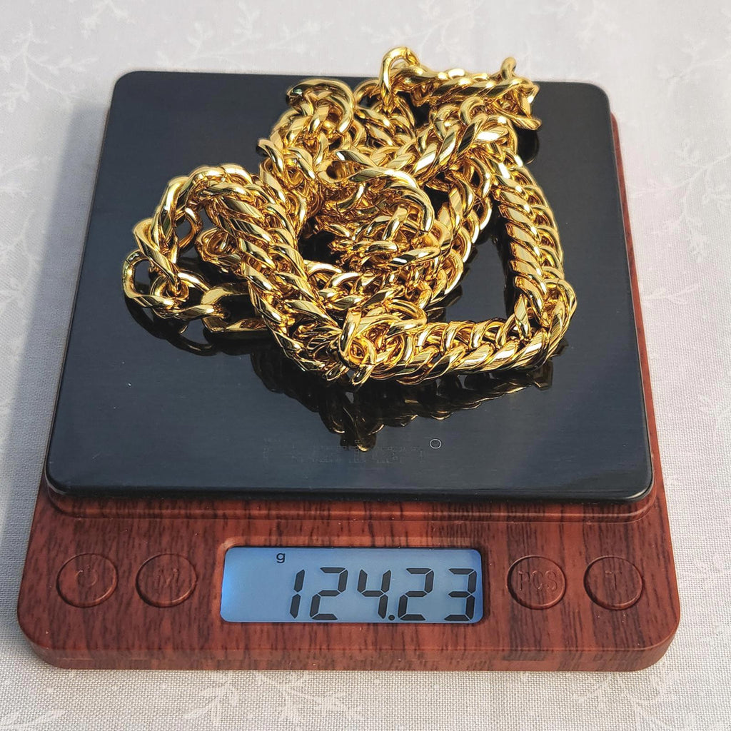 Glistening Gold Over Stainless Steel Cuban Necklace, 24 In., 124 Grams, Men's