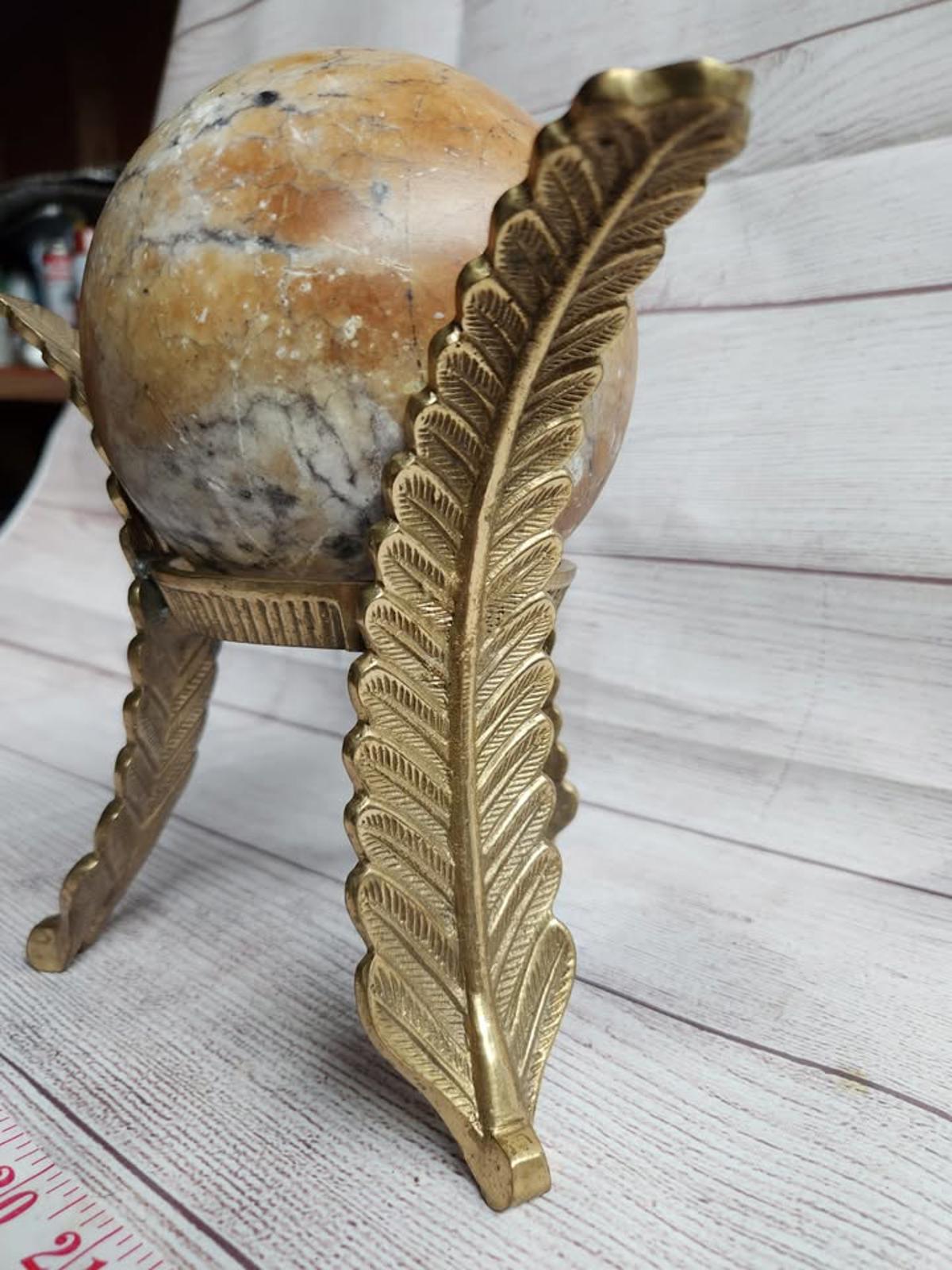 Statement Piece Orb Marble/Stone Brass Stand