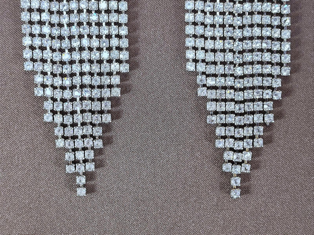 Stunning Vintage Chandelier Rhinestone Earrings, Clear Square-Cut Stones