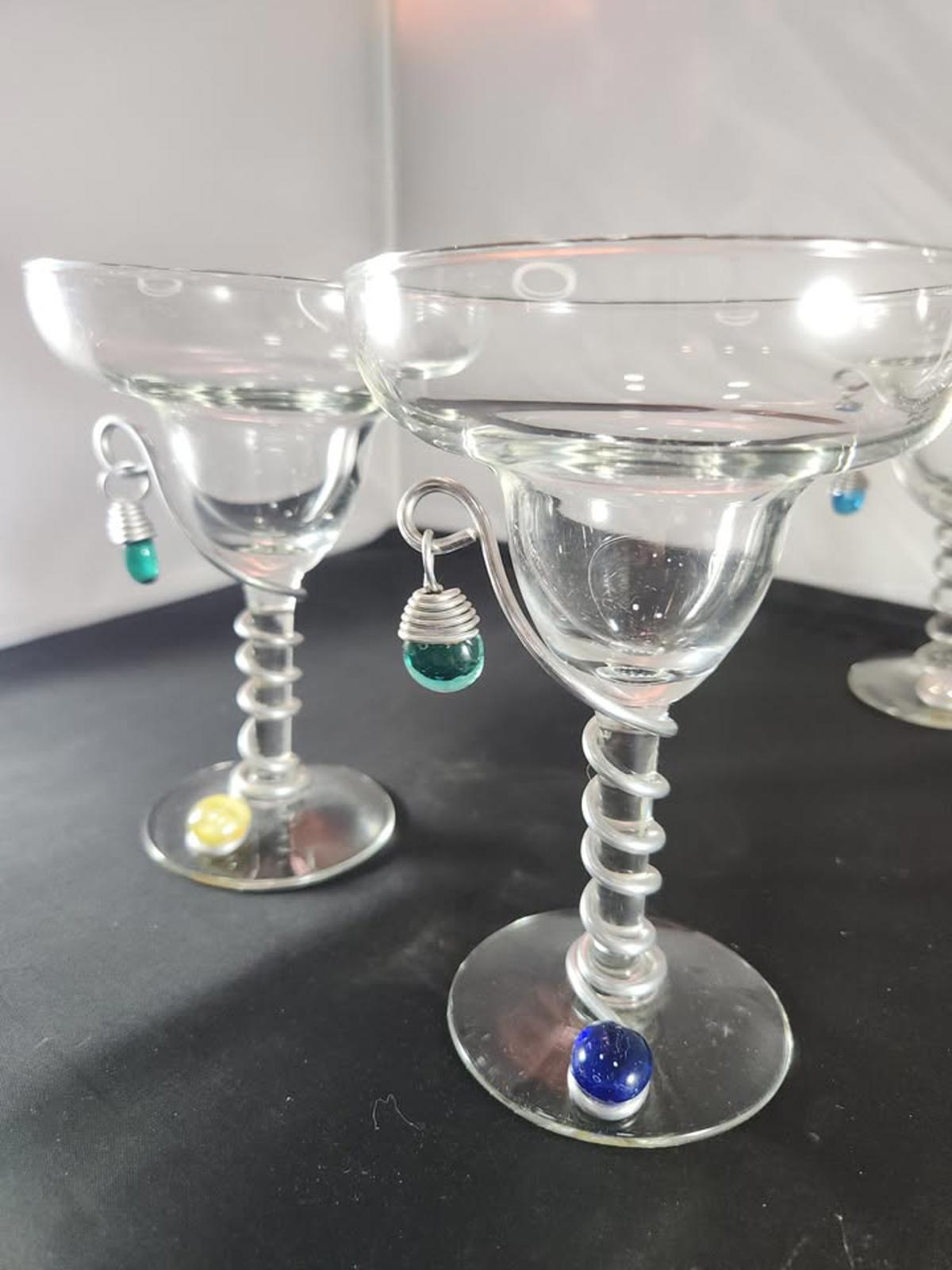Pair of Vintage Original Dary Rees Embellished Margarita Glasses