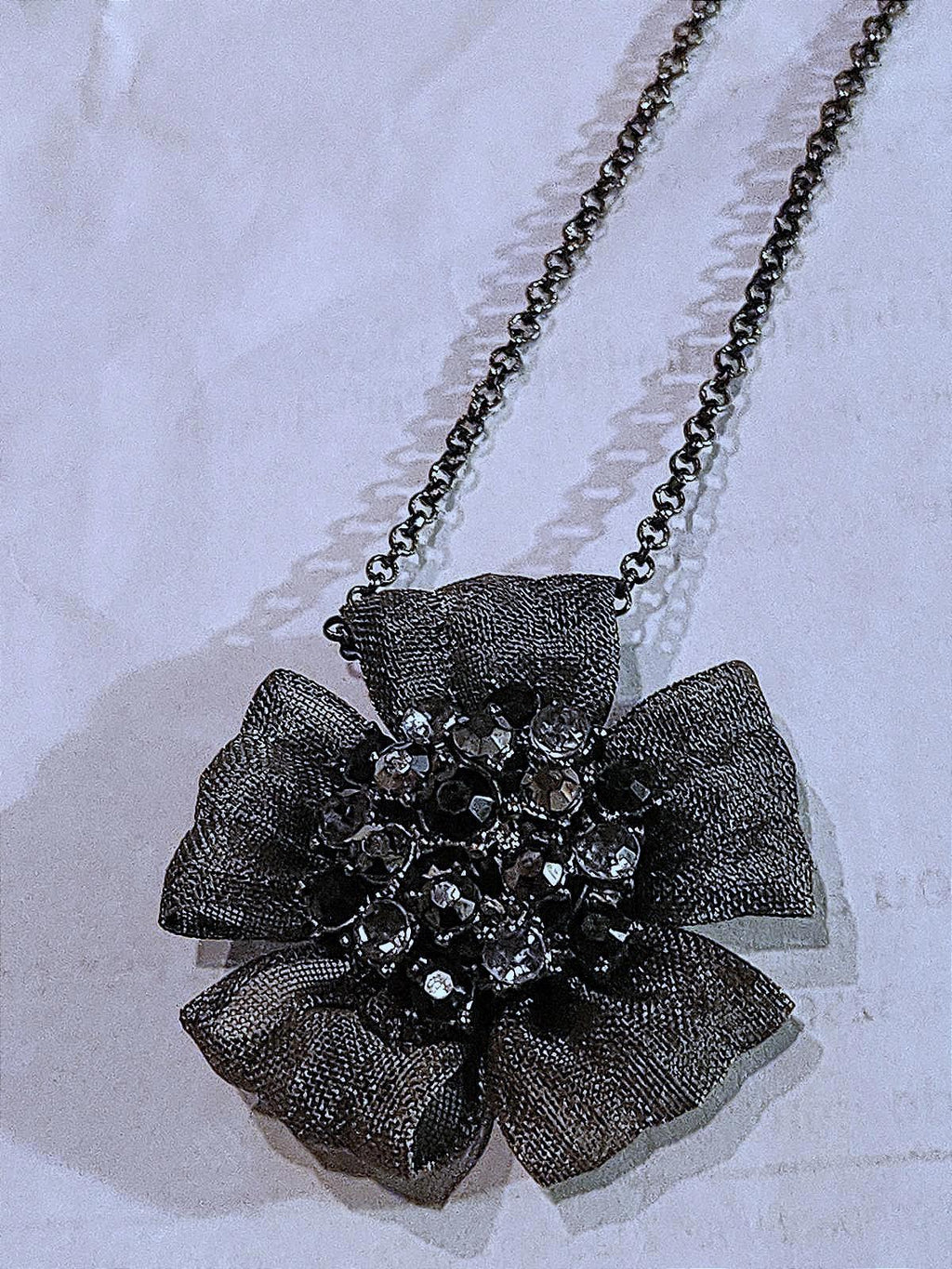 Awesome Liz Claiborne Black Floral Rhinestone Necklace