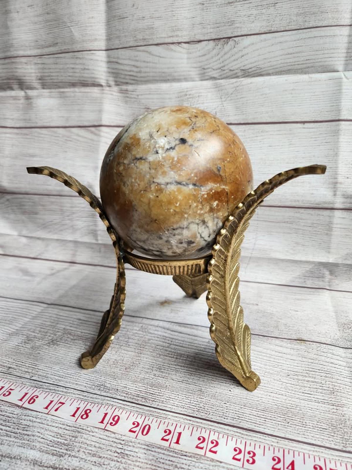 Statement Piece Orb Marble/Stone Brass Stand