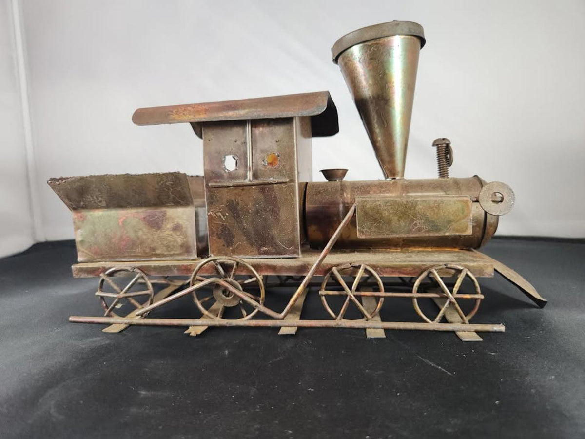 Vintage Retro Metal Copper Music Box Train Locomotive Collectible