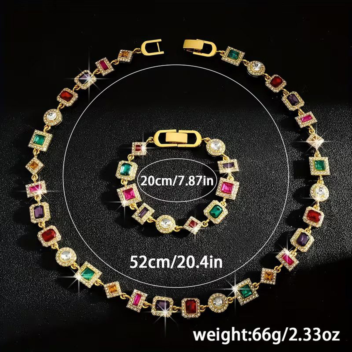 Striking Multicolor Cuban-Style Necklace and Bracelet Set Pure Pizzaz