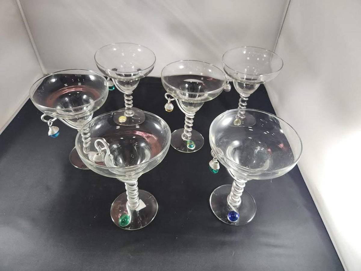 Pair of Vintage Original Dary Rees Embellished Margarita Glasses