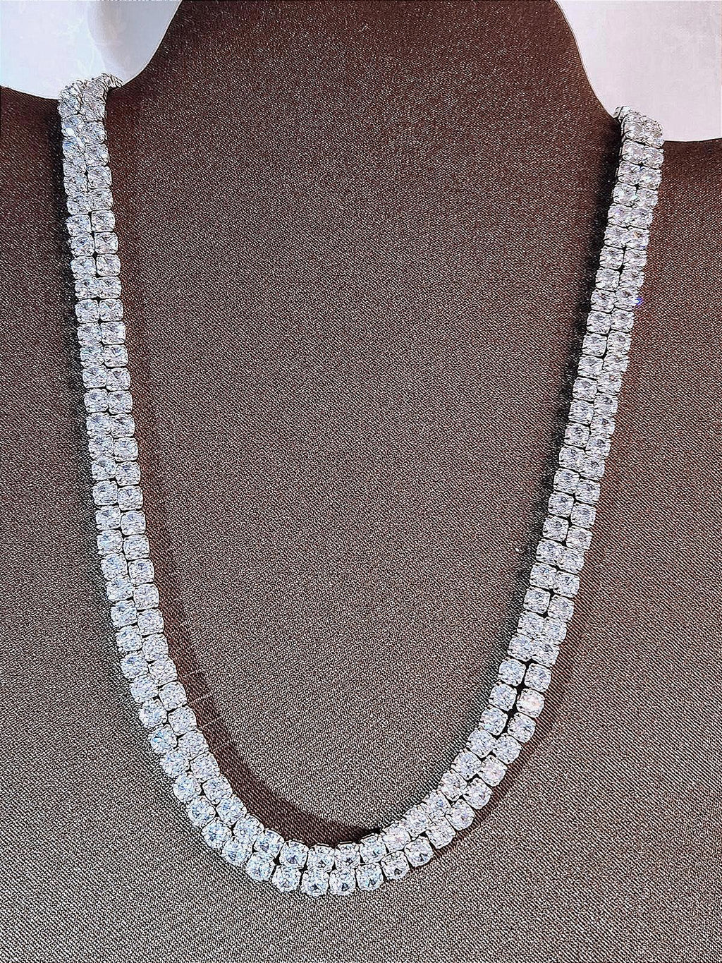 Sparkling Double Tennis Necklace Bold & Beautiful 18 In. Stainless/CZ Unisex