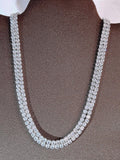 Sparkling Double Tennis Necklace Bold & Beautiful 18 In. Stainless/CZ Unisex