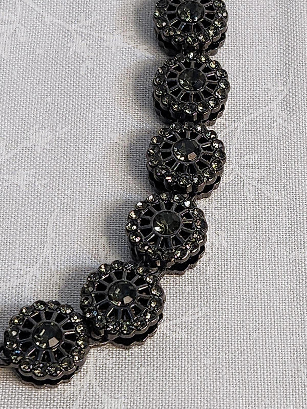Incredible Gunmetal Black Hubcap/Blossom Necklace Stainless & CZ- Unisex 18 in.