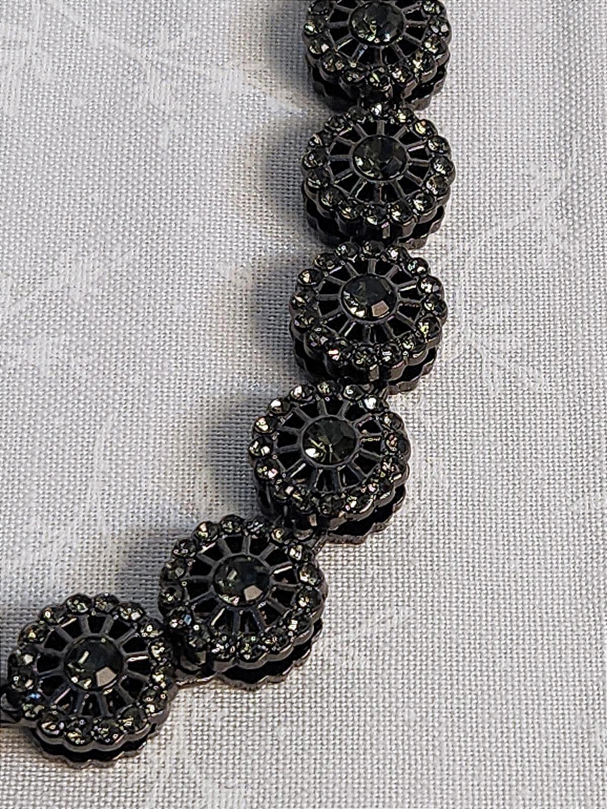 Incredible Gunmetal Black Hubcap/Blossom Necklace Stainless & CZ- Unisex 18 in.