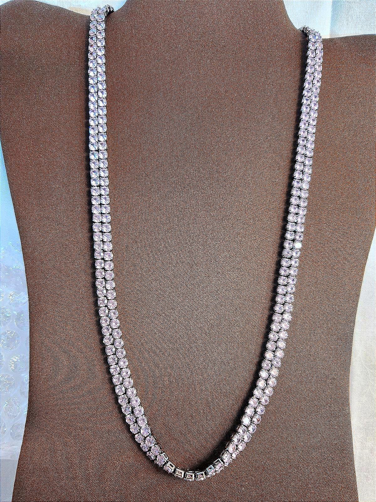Incredible Double-Strand Tennis Necklace, Pale Lavender, 24 in Unisex - 46 Grams