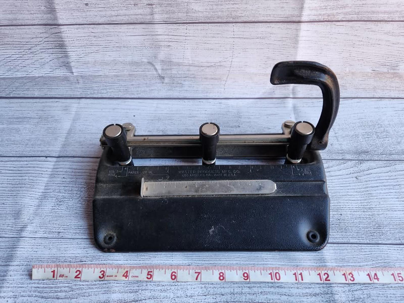 Vintage Adjustable 3 Hole Punch Master Products Cast Iron