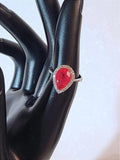 Fabulous Sterling & Red/Clear CZs Teardrop/Pear Ladies Size 6