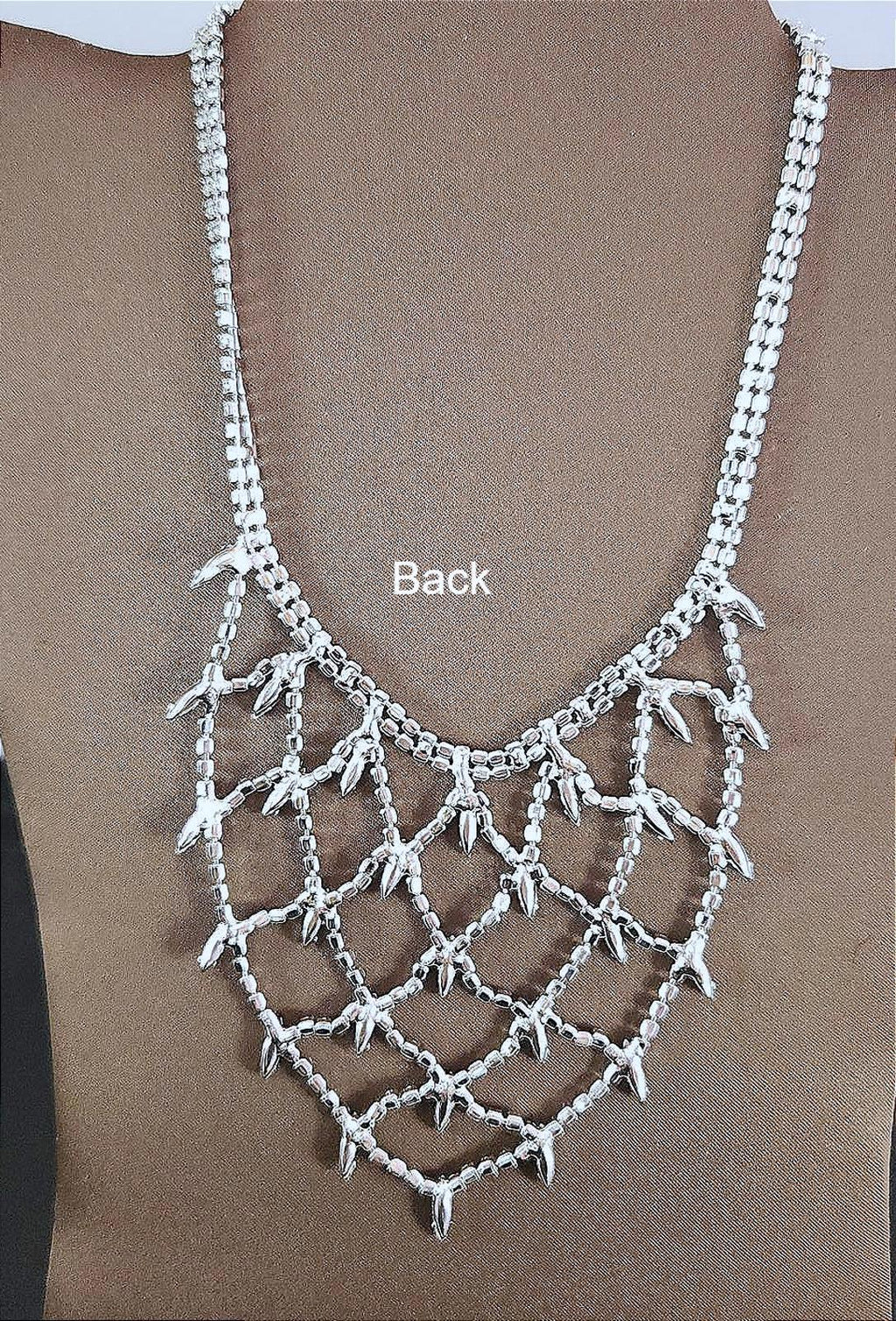 Fabulous Vintage Rhinestone Geometric Weave Pattern Bib Necklace