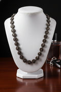Incredible Gunmetal Black Hubcap/Blossom Necklace Stainless & CZ- Unisex 18 in.