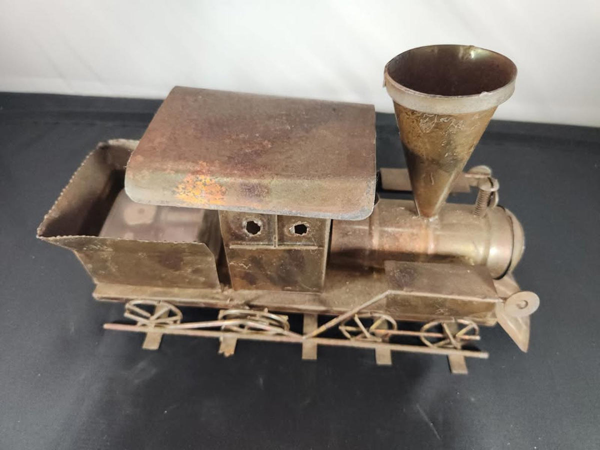 Vintage Retro Metal Copper Music Box Train Locomotive Collectible