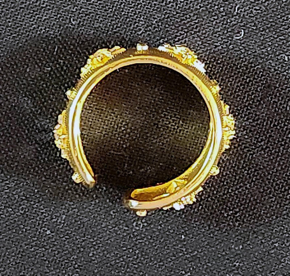 Lovely Gold Tone Fashion Ring, One-Size Adjustable, Flowers With Crystal, Ladies